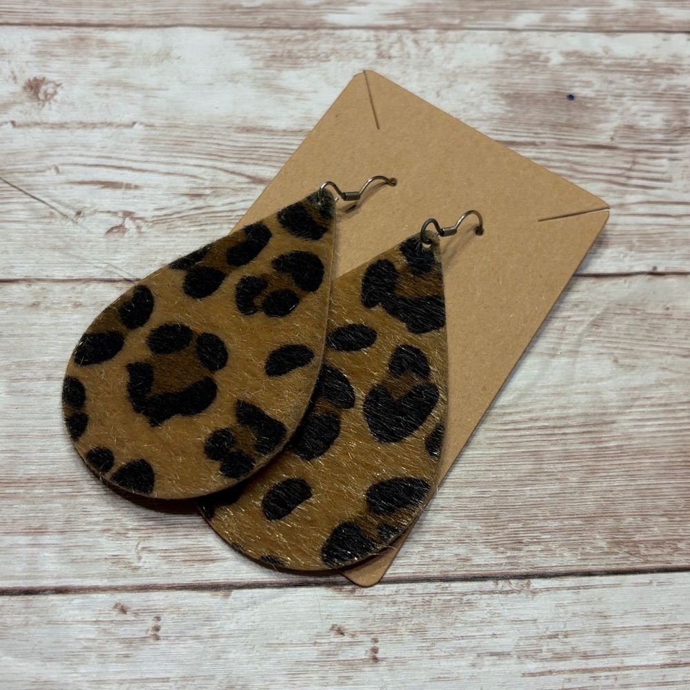Leopard Print Teardrop Earrings